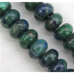Azurite rondelle beads, green, approx 3x8mm