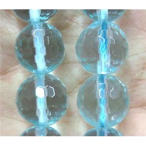 Topaz beads synthetic with blue crystal, faceted round, approx 12mm dia