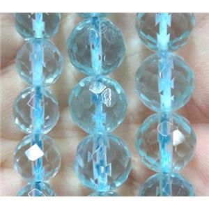 blue Topaz beads synthetic with crystal, faceted round, approx 12mm dia
