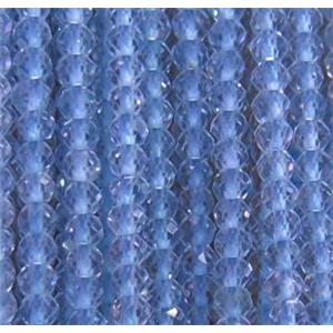 Topaz seed beads, faceted round, blue, approx 2mm dia, 33cm length