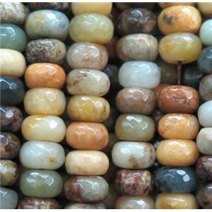 Chinese HuaXiu Jade beads, faceted rondelle, approx 6x10mm