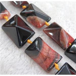 agate rectangle beads with orange druzy, point, approx 20-30mm, 12beads per st.