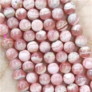 Natural Peru Rhodochrosite Beads Pink Smooth Round, approx 5.5mm dia