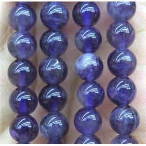 Amethyst bead, round, A-Grade, approx 6mm dia