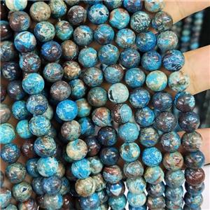 Blue Ocean Jasper Beads Smooth Round Dye, approx 4mm dia