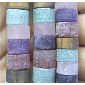 mix gemstone bead, matte, heishi, approx 14-16mm dia