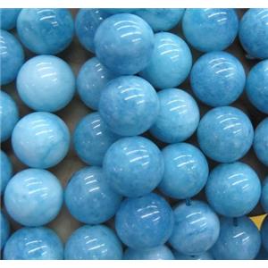 blue sponge quartz bead, round, approx 6mm dia