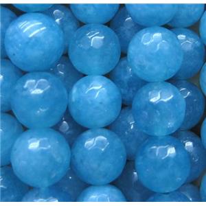 blue sponge quartz bead, faceted round, approx 10mm dia