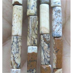 picture jasper tube beads, approx 4x13mm