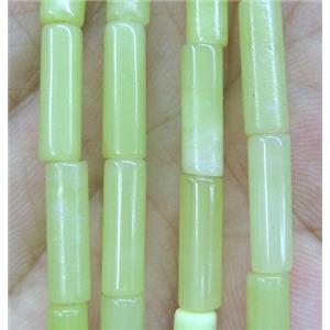 Lemon Jade tube beads, olive, approx 4x13mm