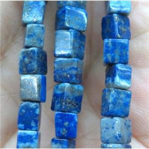 blue Lapis Lazuli cube beads, approx 4x4x4mm