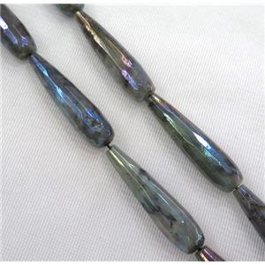 Labradorite bead, faceted teardrop, AB color, approx 11x19mm