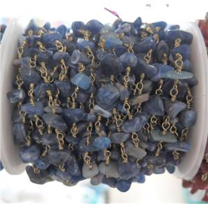 handmade rosary chain with blue sodalite bead chip, approx 8-12mm