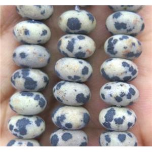 matte spotted dalmatian jasper beads, rondelle, approx 5x8mm