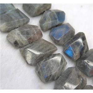Labradorite nugget bead, faceted freeform, approx 20-30mm