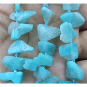 Amazonite chip beads, freeform, blue dye, approx 8-12mm