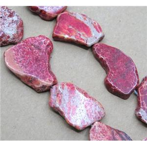 Sea Sediment Jasper bead, slice, freeform, red, approx 15-40mm