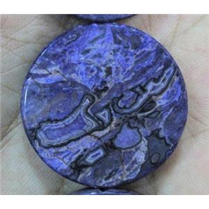 sea sediment jasper bead, flat rond, lavender, approx 25mm dia