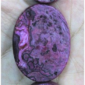 sea sediment jasper bead, flat-oval, purple, approx 20x30mm