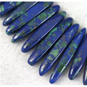 Azurite Beads for necklace, stick, blue, approx 15-60mm