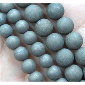 natural round matte Pyrite Beads, approx 6mm dia