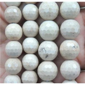 natural white african River Jasper Beads, faceted round, AA-grade, approx 8mm dia