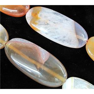 druzy agate stone bead, flat oval, approx 25x55mm