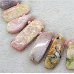 pink opal stone collar beads, freeform, top drilled, approx 10-40mm