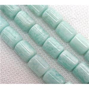 Peruvian Amazonite beads, 3faces tube, blue, approx 10x13mm