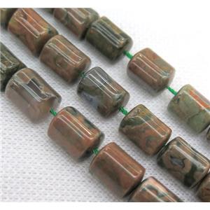 Rhyolite beads, 3faces tube, approx 10x13mm