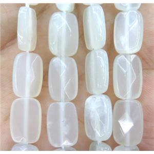 white gray MoonStone bead, faceted rectangle, approx 8x12mm
