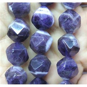 Amethyst bead, faceted, freeform, purple, approx 12mm dia