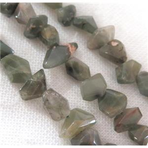 green rutilated quartz bead, freeform, approx 10-18mm