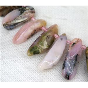 pink opal jasper collar bead, freeform, top drilled, approx 15-45mm