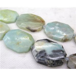 Chinese Amazonite slice beads, faceted freeform, blue, approx 25-55mm