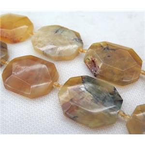 yellow opal slice bead, faceted freeform, approx 25-55mm