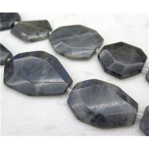 black Labradorite slice beads, faceted freeform, approx 25-55mm