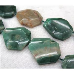 African Chrysoprase slice bead, faceted freeform, green, approx 25-55mm