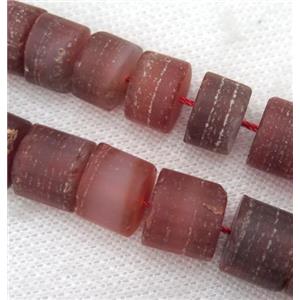 matte red Carnelian agate bead, heishi, approx 12mm dia