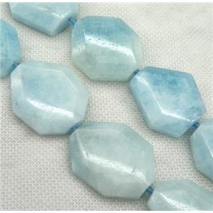 Aquamarine slice beads, faceted freeform, blue, approx 20-40mm