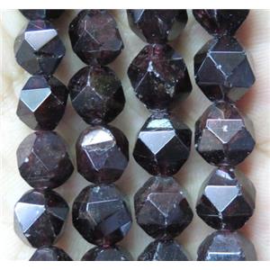 faceted round Garnet ball beads, dark red, approx 6mm dia