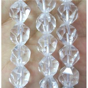 Clear Quartz ball beads, faceted round, approx 12mm dia