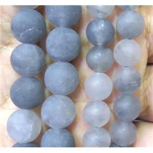matte grey Cloudy Quartz beads, round, approx 8mm dia