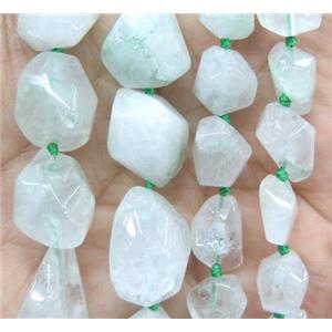 green quartz beads, freeform, approx 13-18mm