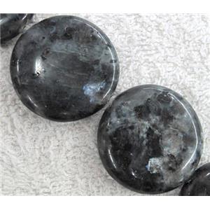 Labradorite bead, flat round, approx 25mm dia