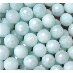 Peruvian Amazonite beads, faceted round, blue, approx 14mm dia