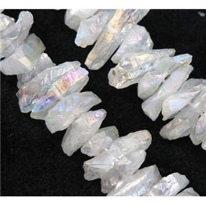 clear quartz bead, freeform, AB color, approx 10-20mm