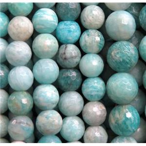 Amazonite bead, faceted round, green, approx 12mm dia