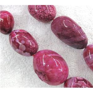veins agate beads for necklace, freeform, hotpink, approx 15x20-30x40mm