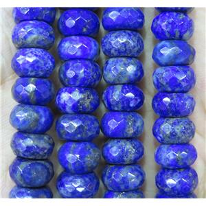 blue Lapis Lazuli bead, faceted rondelle, approx 5x8mm